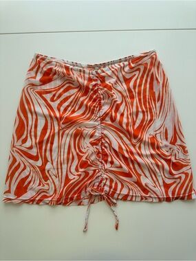 Mesh zebra print orange and white swim cover up- M